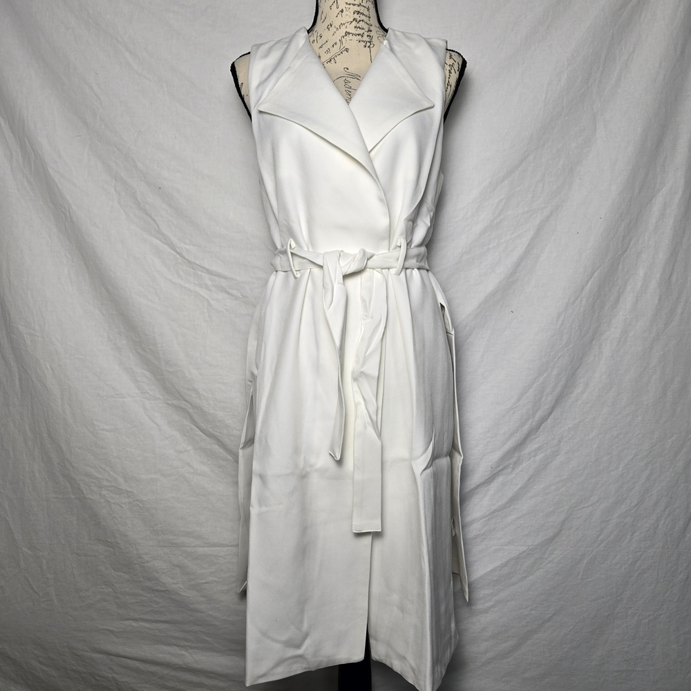 BLVD White Sleeveless Wrap Dress